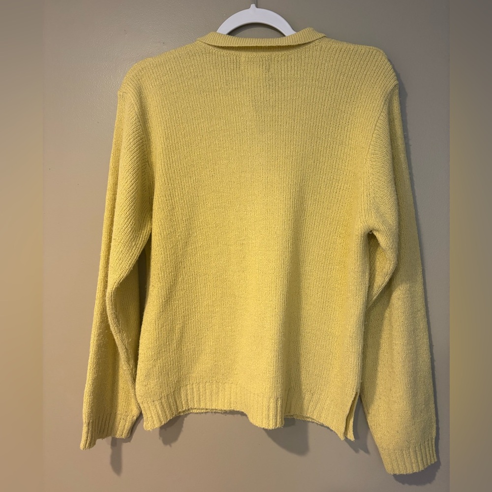 golden yellow vintage 90s 80s preppy button up grandmacore cardigan - Picture 2 of 7